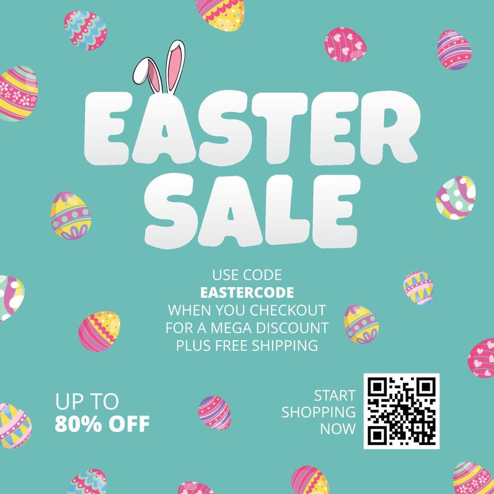 Easter sale post template vector