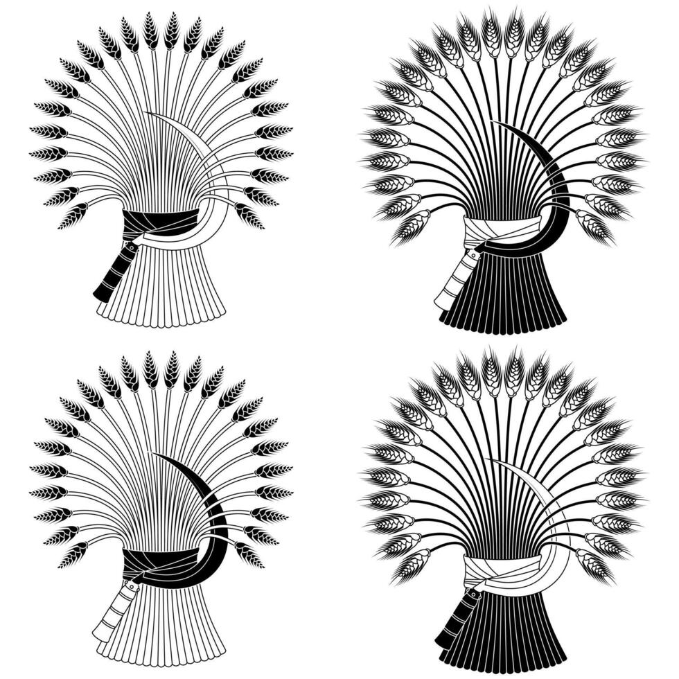 Wheat sheaf with sickle harvest symbol vector