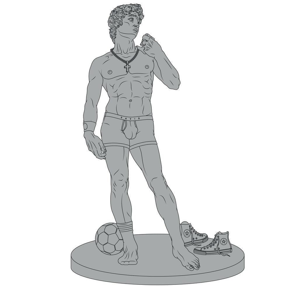 Young man in sportswear posing as statue vector