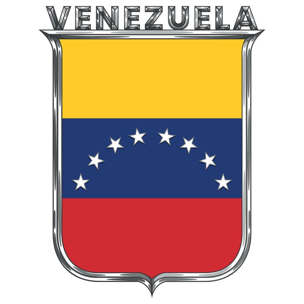 Silver shield with flag of the Republic of Venezuela vector