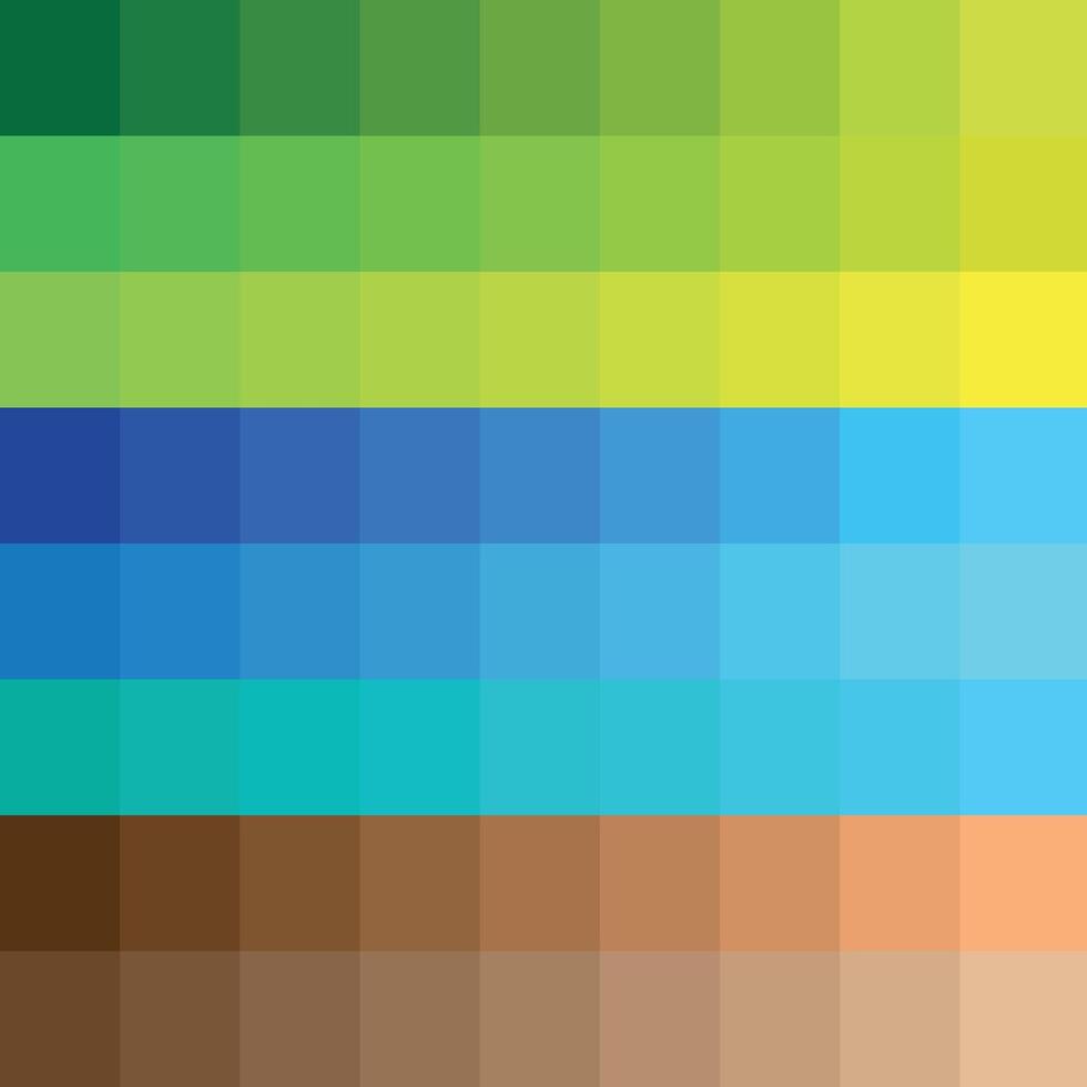 Color Palette with Green, Blue, Yellow and Brown Gradient Squares vector