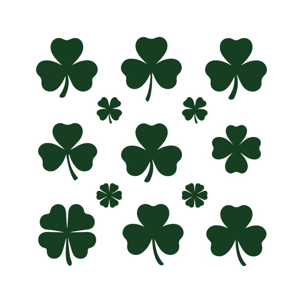 St. Patrick's Day Shamrocks and Four-Leaf Clovers Pattern vector