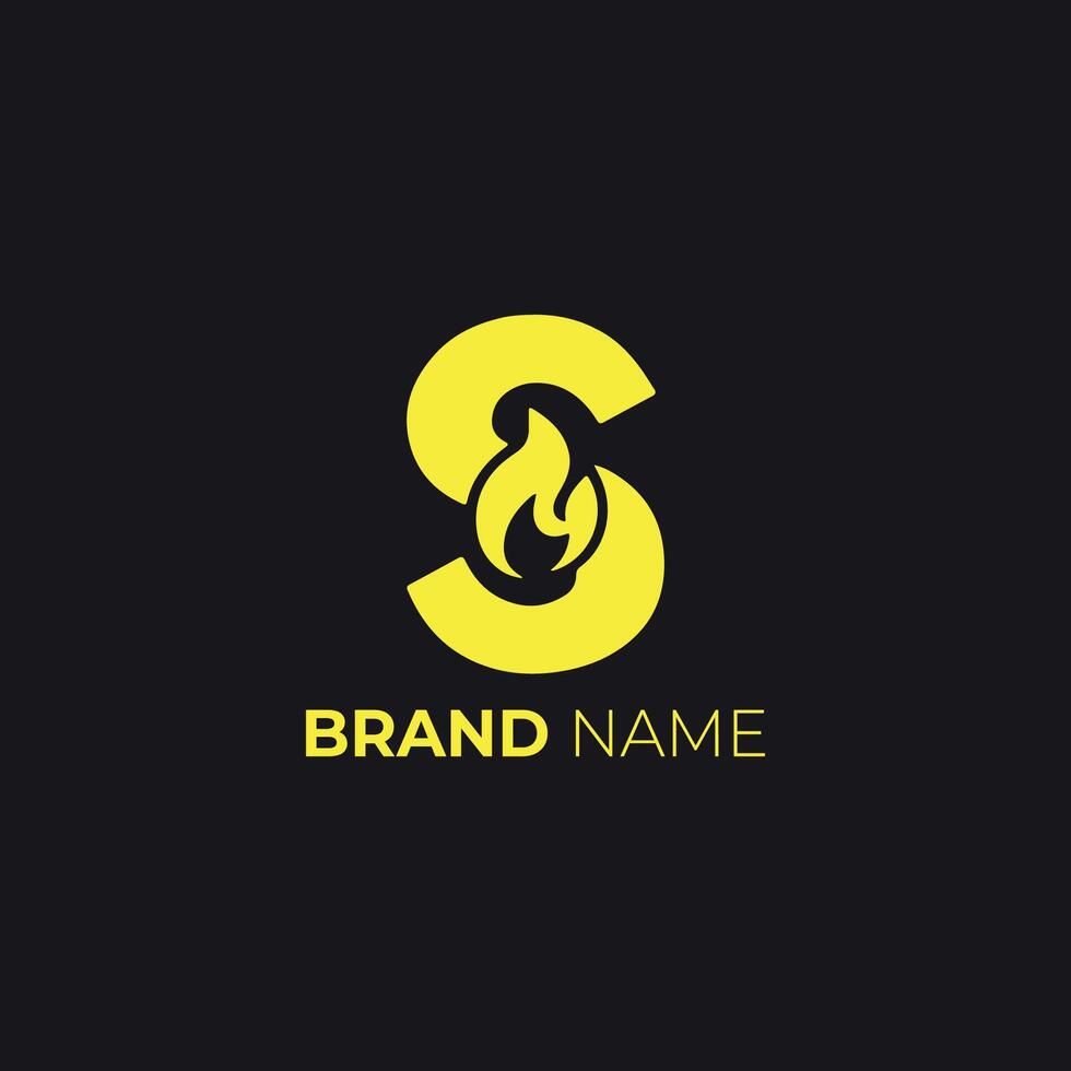 Letter S with Flame Logo Design - Yellow Brand Identity vector