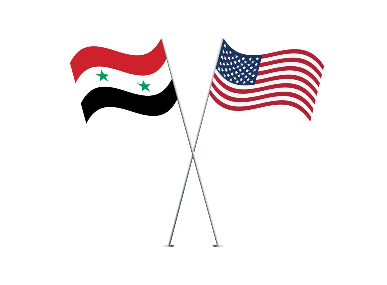 America and Syria flags together on transparent background png