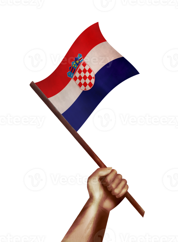 Hand waving Croatia flag.Croatian national flag with vintage effect png