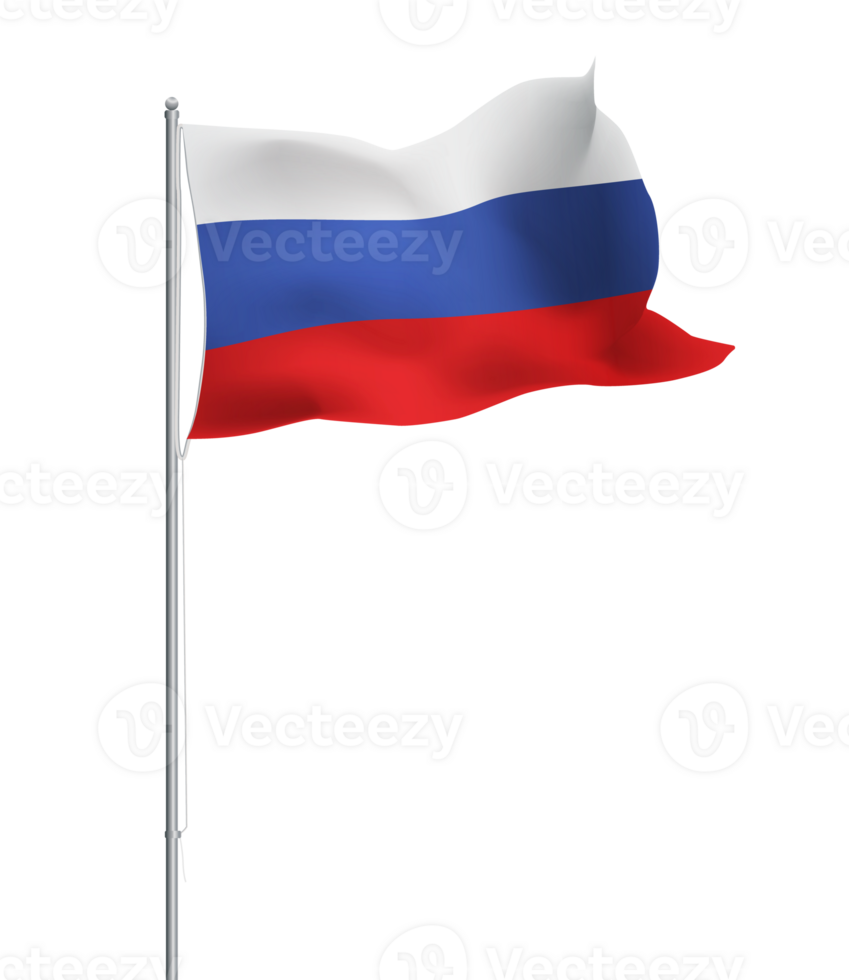 Russian flag waving on pole.Isolated national flag of Russia png