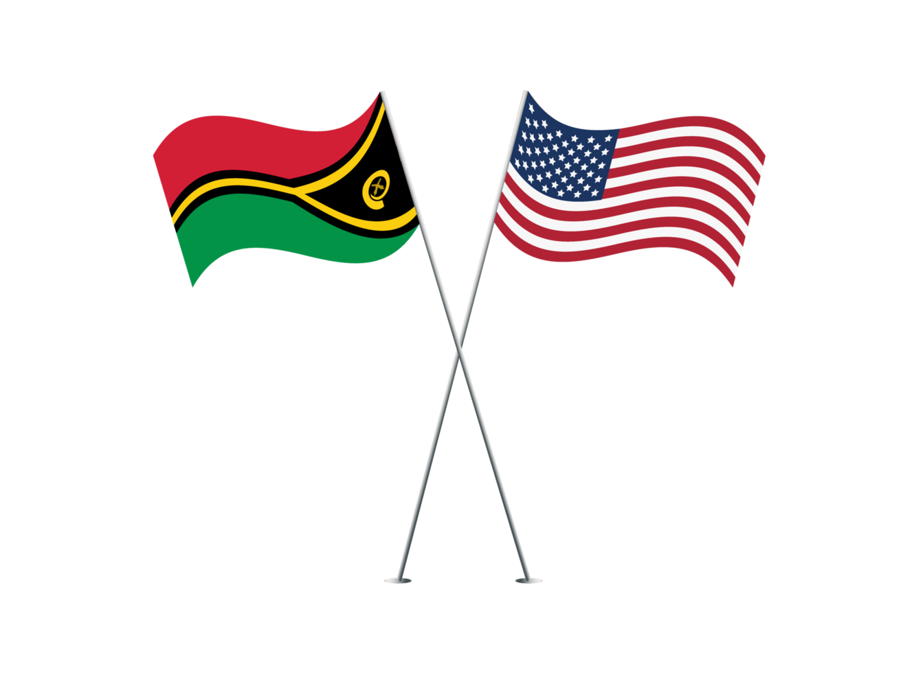 America and Vanuatu flags together on transparent background png