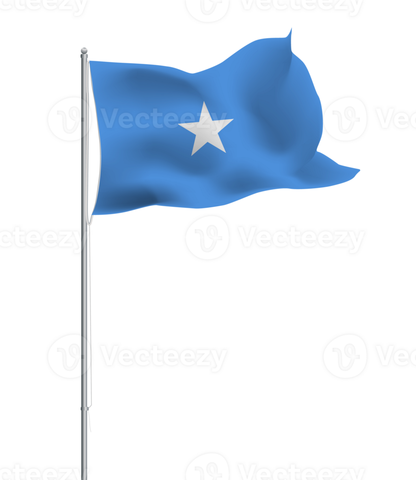 Somalia flag waving on pole.Isolated national flag of Somalia png