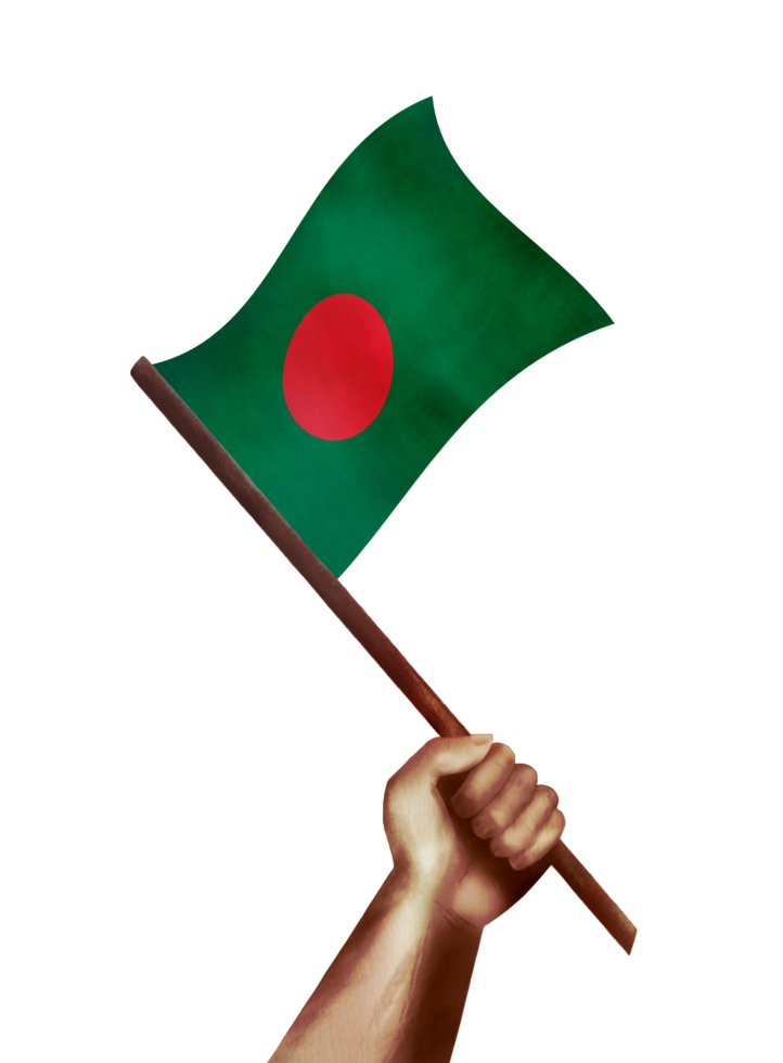 Hand waving Bangladesh flag.Bangladeshi national flag with vintage effect png