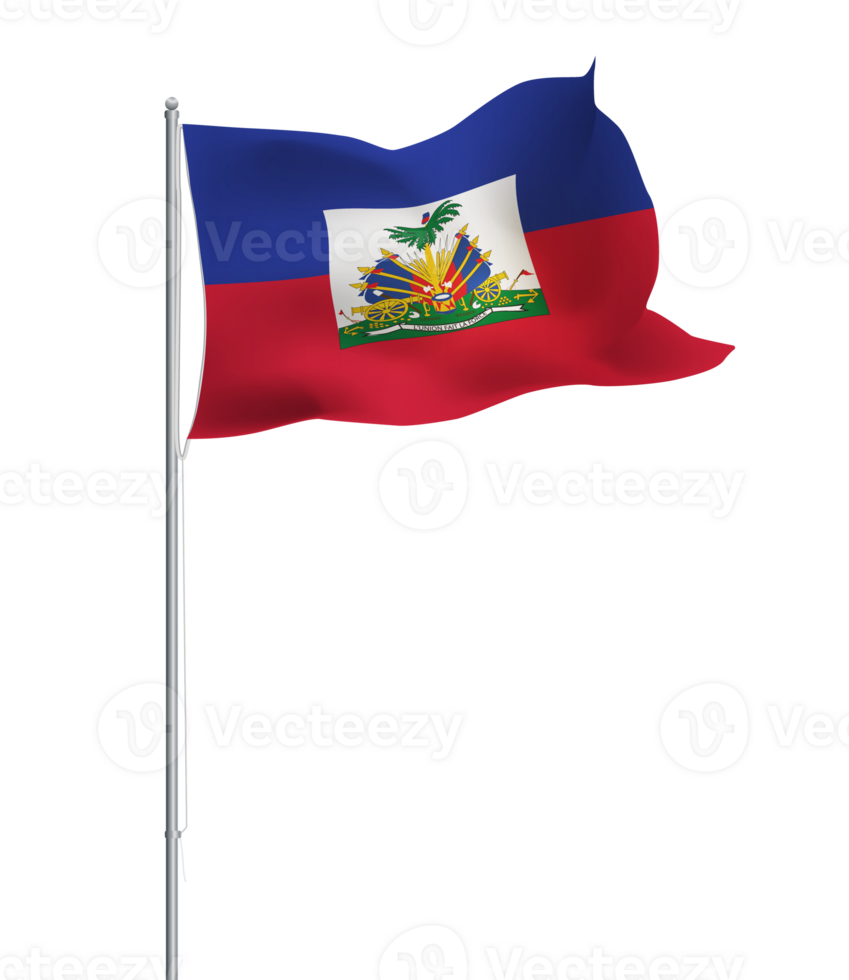 Haiti flag waving on pole.Isolated national flag of Haiti png