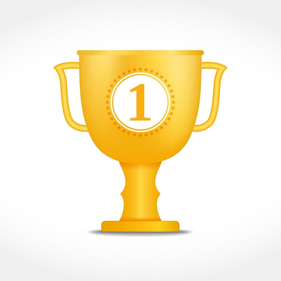 Golden cup with number one vector