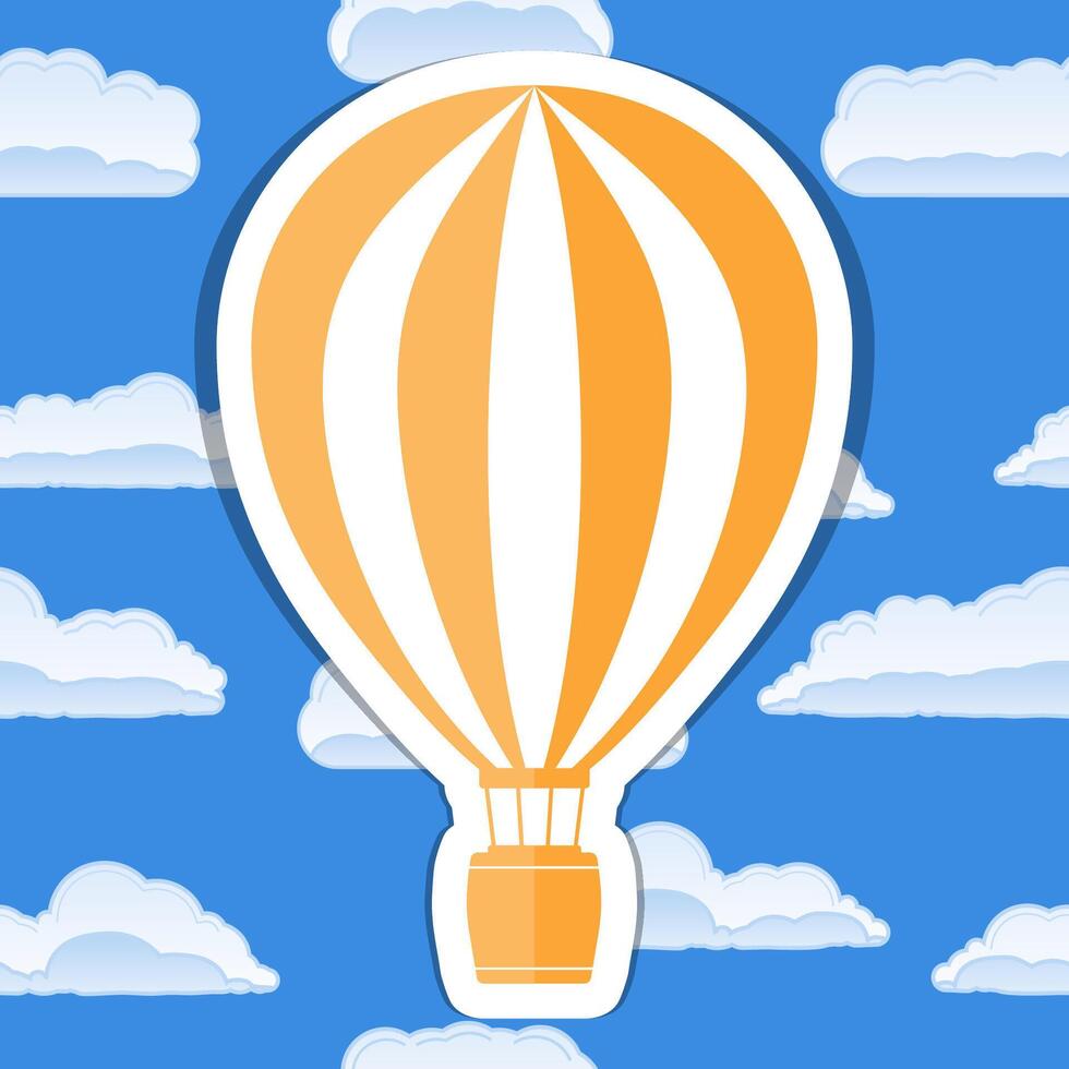 Hot air balloon in sky with clouds vector