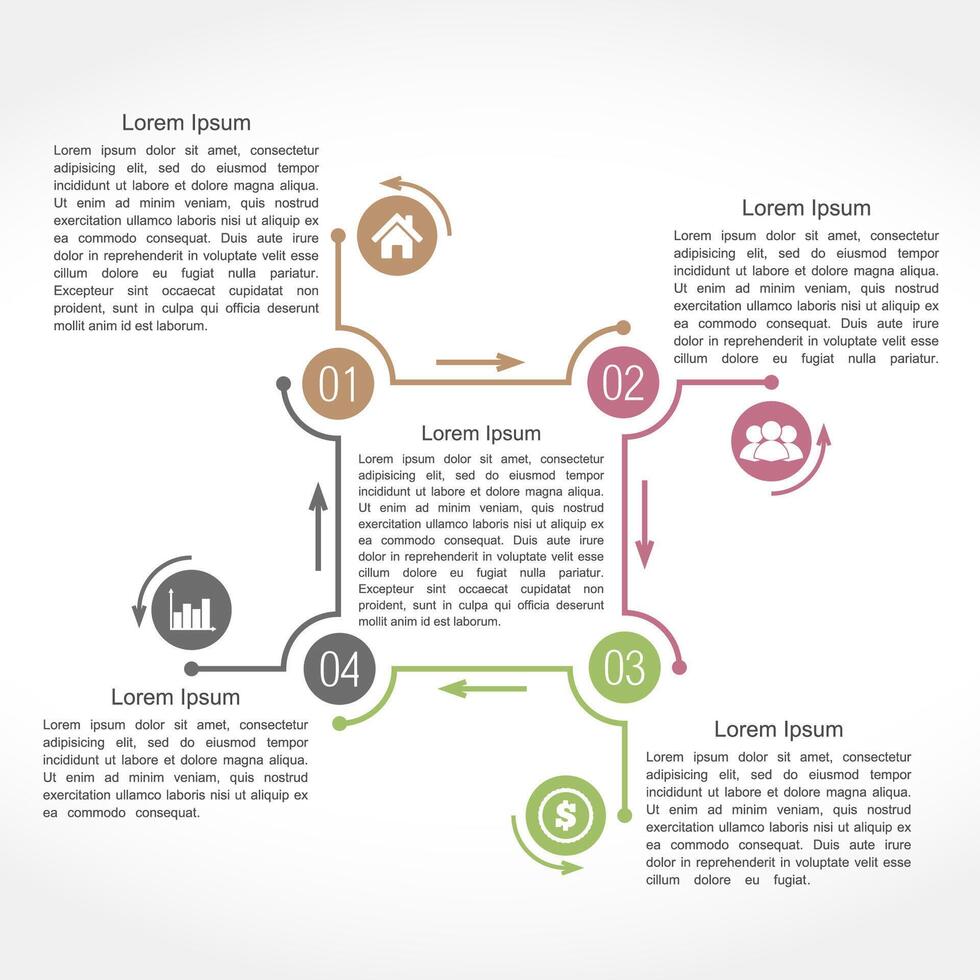 Infographics design template with four elements vector