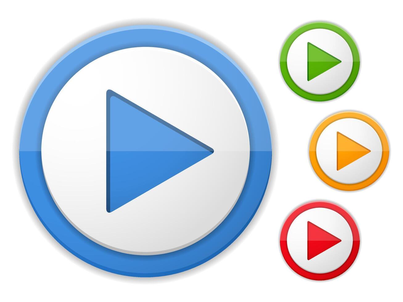 Play buttons, four colors vector