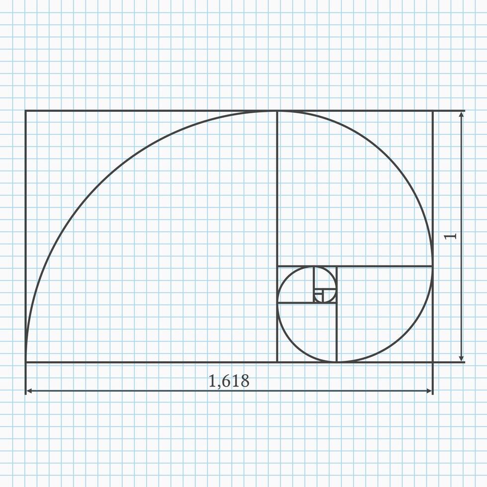 Golden section on squared paper vector