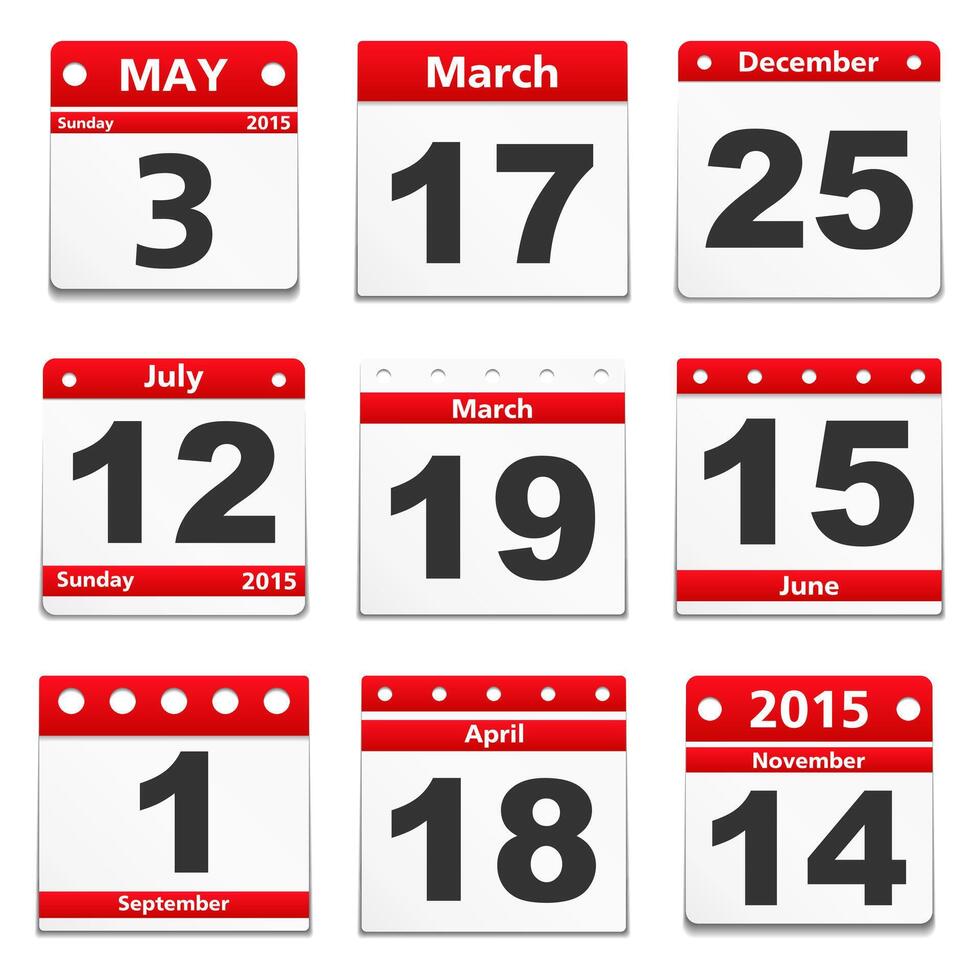 Set of different calendar pages on white background vector