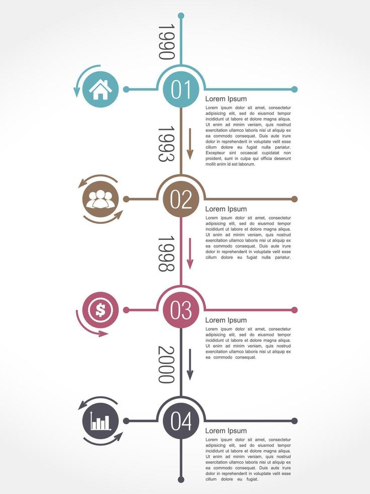 Vertical timeline infographics template vector