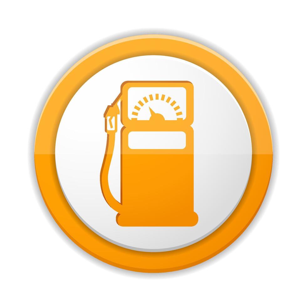 Orange round button with gas station icon vector