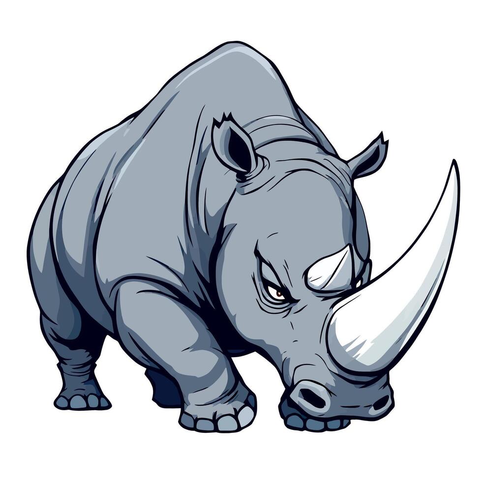 Rhino illustration two angry rhinos charging forward with horns ready vector