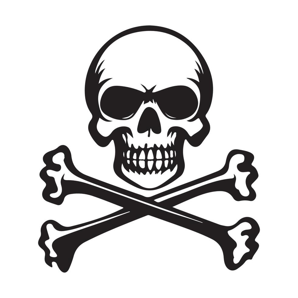 Black and white Skull and Crossbones on white background vector
