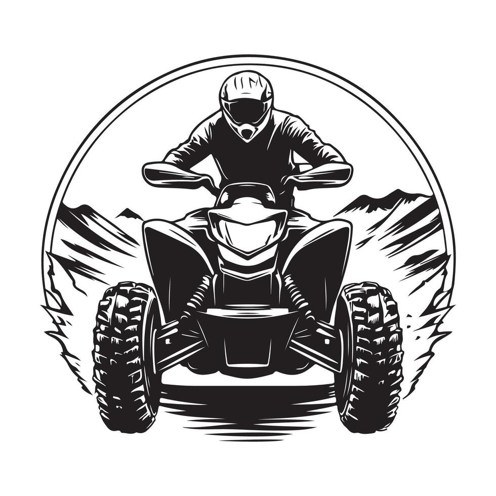 Man Riding Motorcycle ATV Design Image on white background. vector