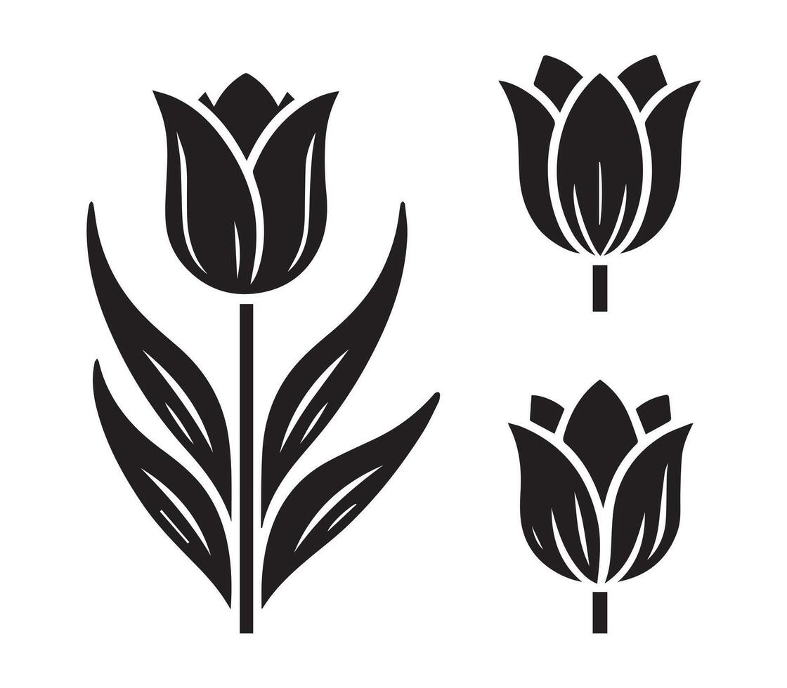 Tulip Silhouette Icons vector