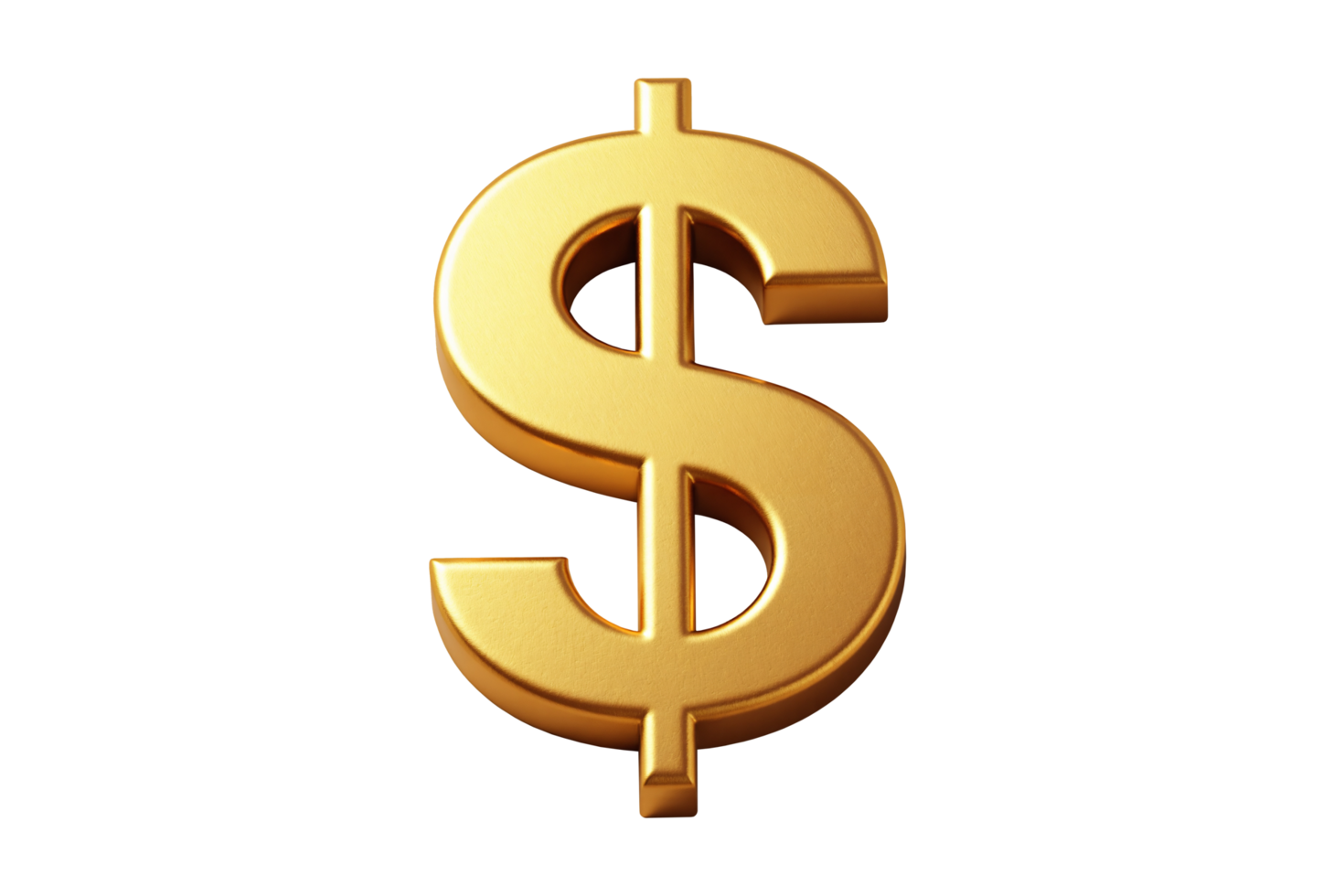 Lustrous Golden Dollar Sign Symbol on Transparent Background, Perfect for Finance and Wealth Graphics png