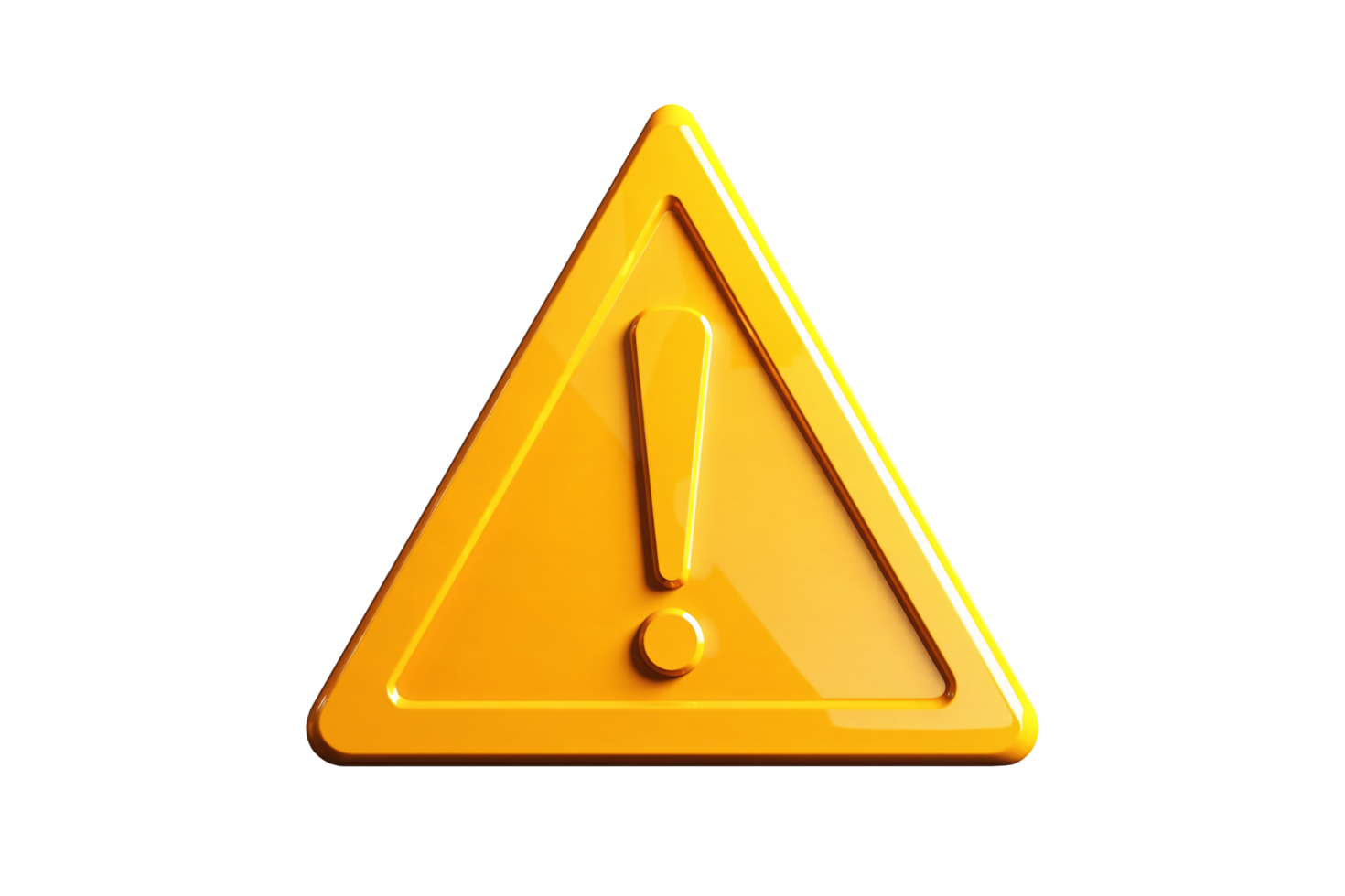 Vibrant Yellow Triangle Caution Icon with Exclamation on Transparent Background, Perfect for Urgent Notices png