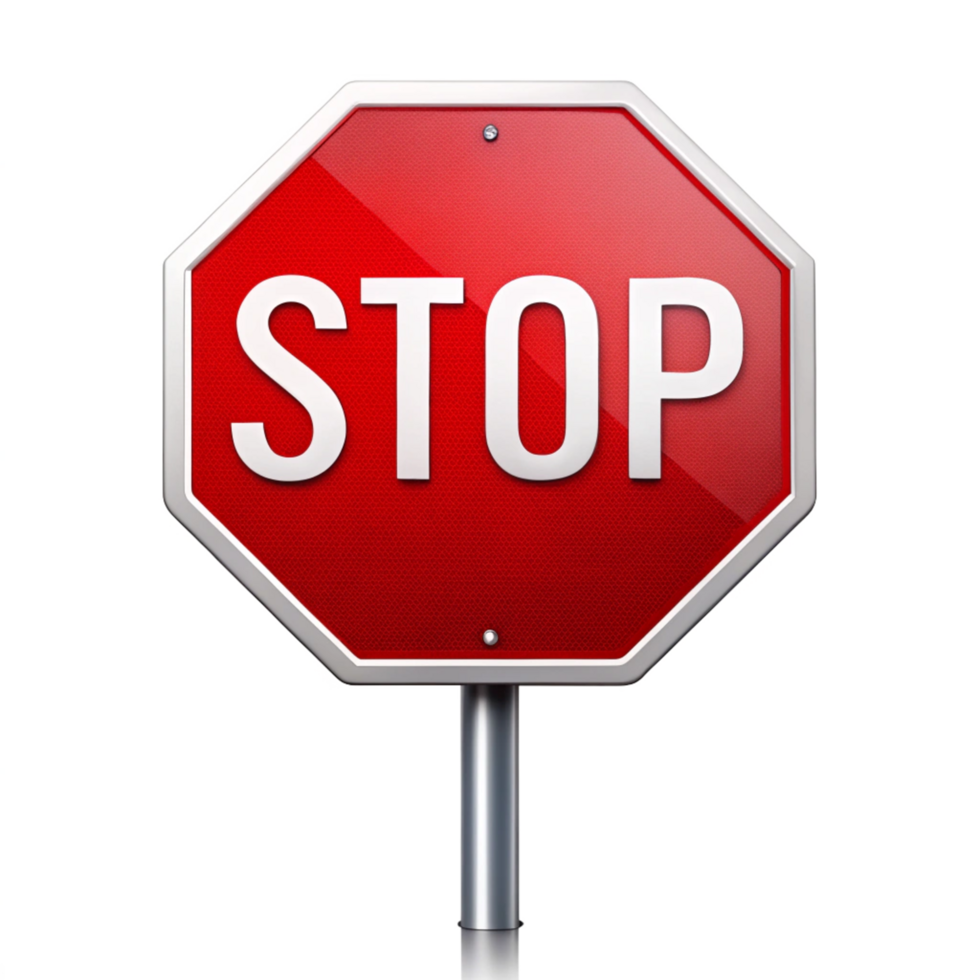 traffic sign for stop on the poll is isolated on transparent background png