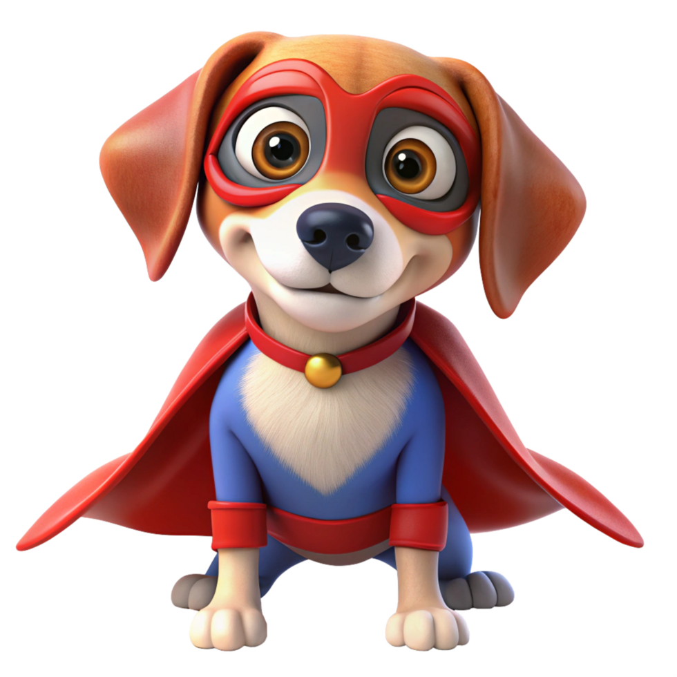beautiful cartoon style superhero dog is isolated on transparent background png