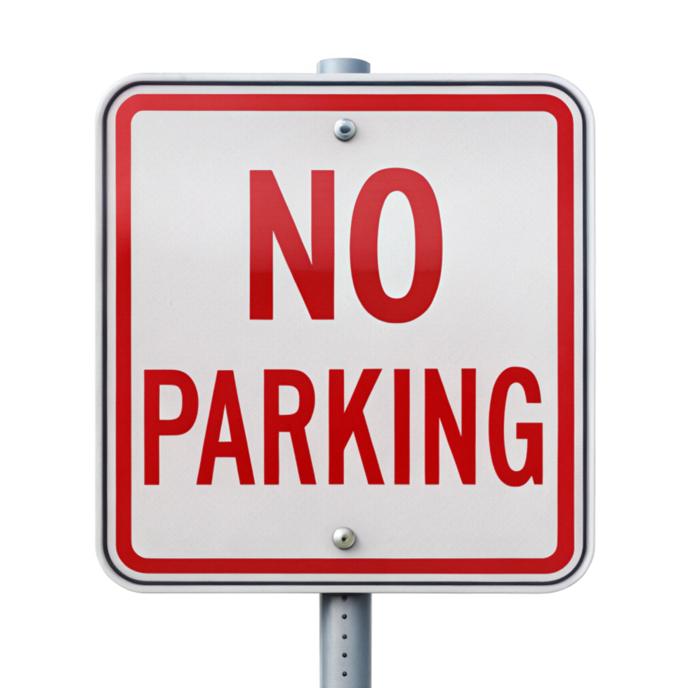 traffic sign for no parking on the poll is isolated on transparent background png