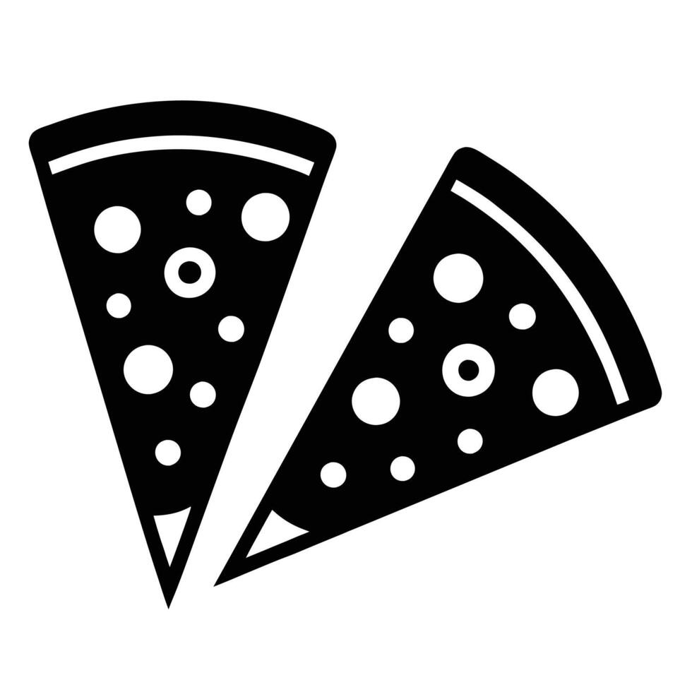 Pizza slices, black and white, minimalist icon, graphic design vector