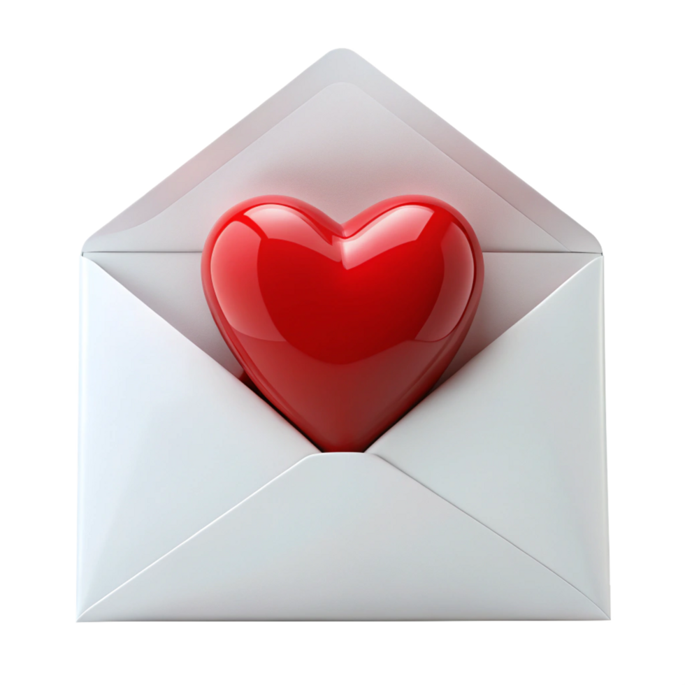 love heart in an envelope is isolated on transparent background png
