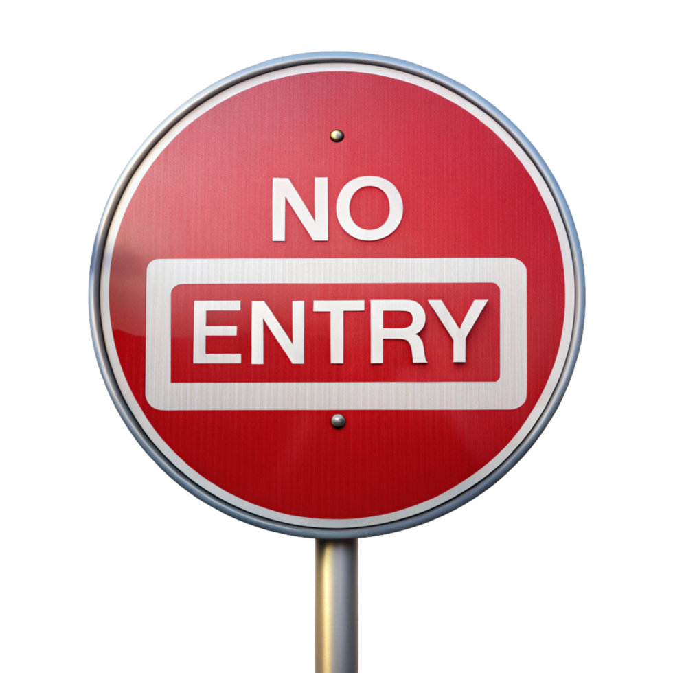 traffic sign for no entry on the poll is isolated on transparent background png