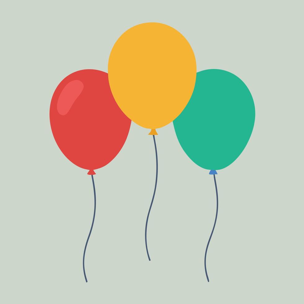 Colorful balloons, minimalist design, red yellow green vector