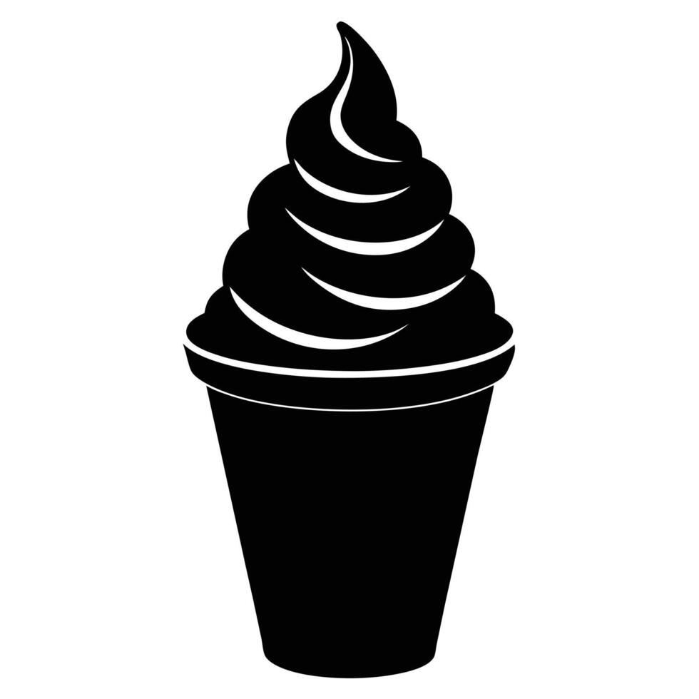Ice cream cone, soft serve, black and white vector