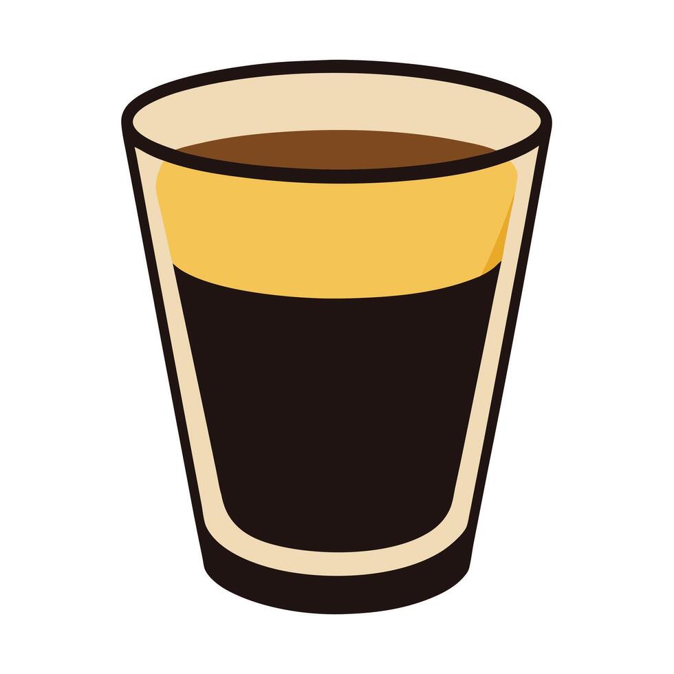 Coffee shot, espresso, creamy foam, glass cup vector