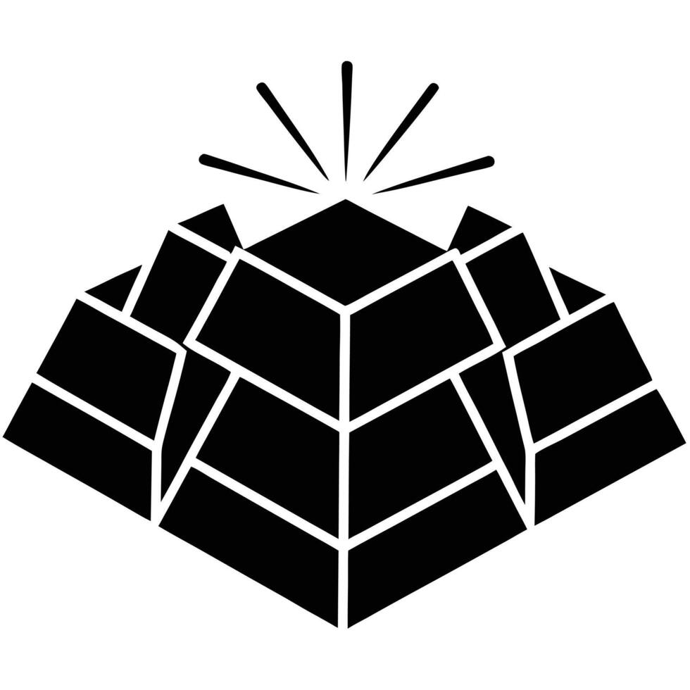 stylized diamond shape, faceted pyramid structure vector