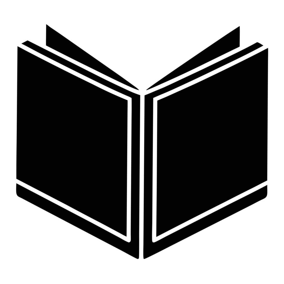 open book symbol, minimalist design, black and white icon, vector