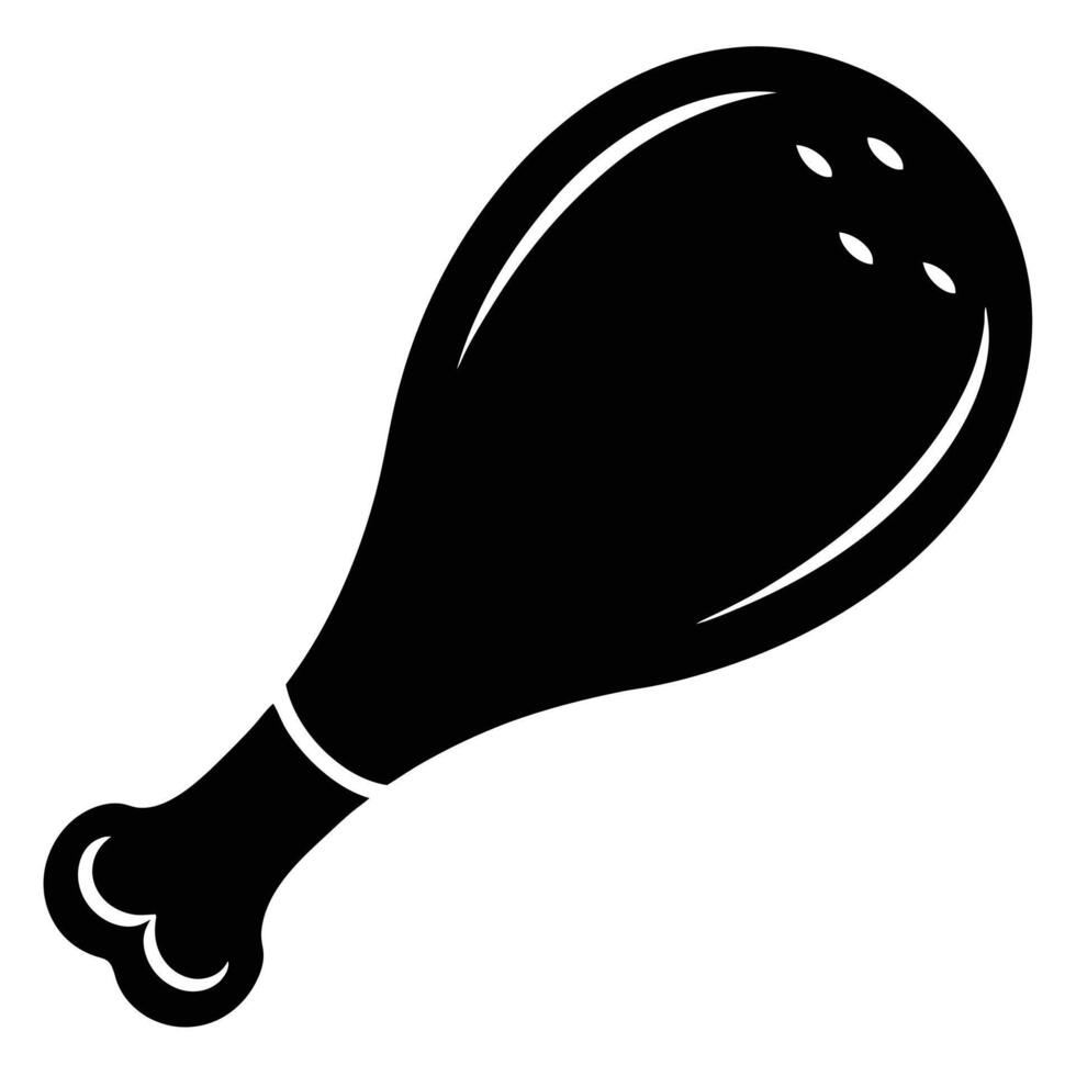 chicken leg, drumstick, black and white, simplified, Silhouette vector