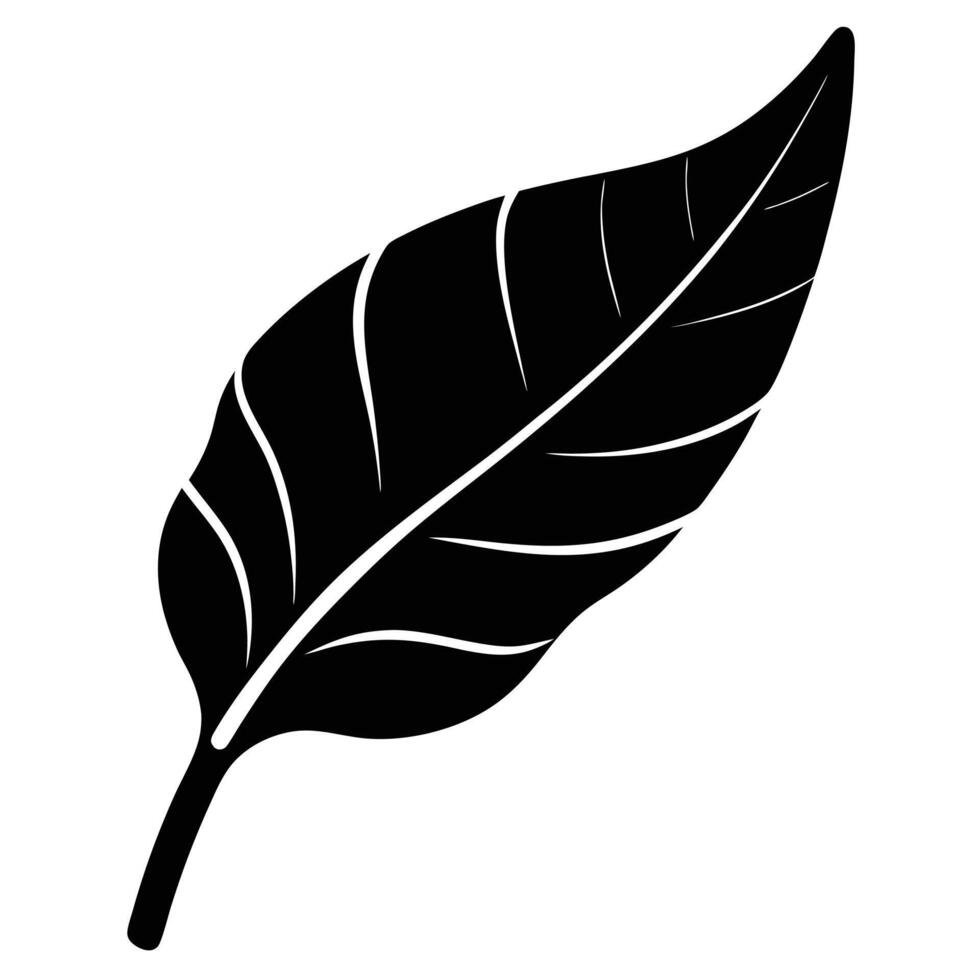 minimalist leaf design, silhouette, botanical artwork black and white illustration vector