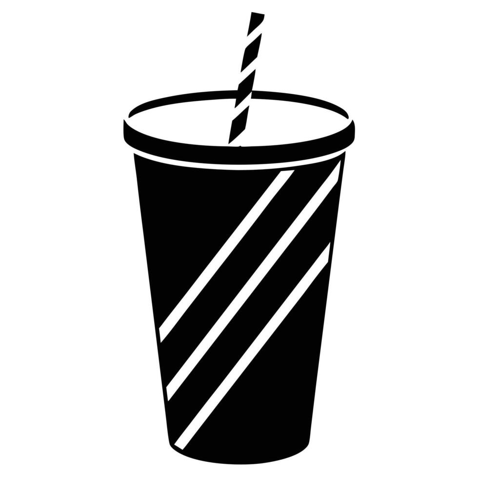 disposable drink cup, Minimalist black and white icon vector