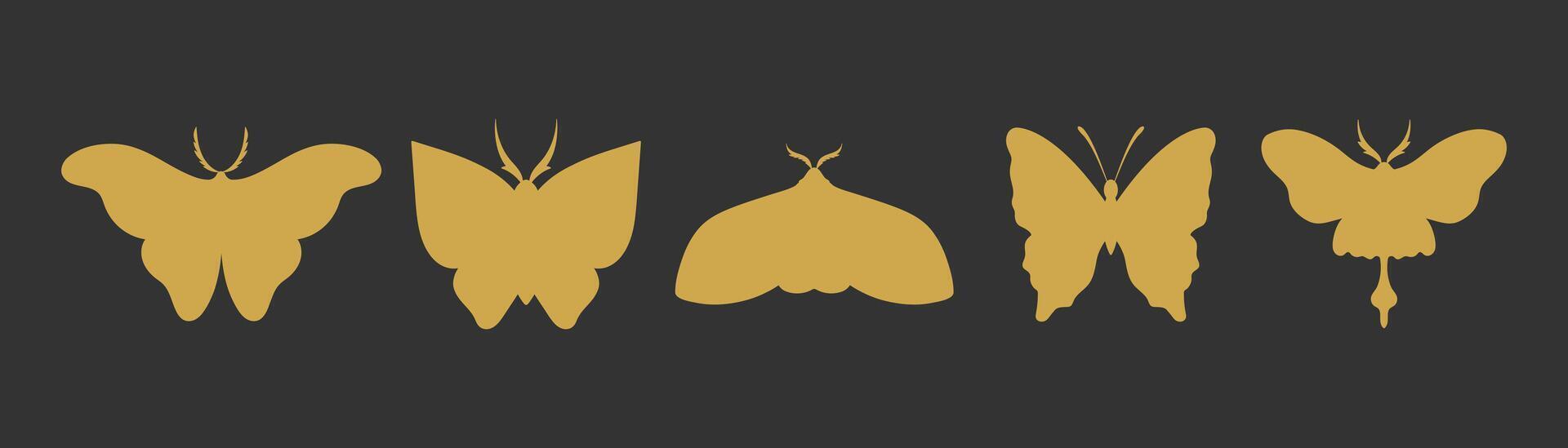 Set of different butterfly silhouettes. Butterfly, moth, monarch silhouettes vector