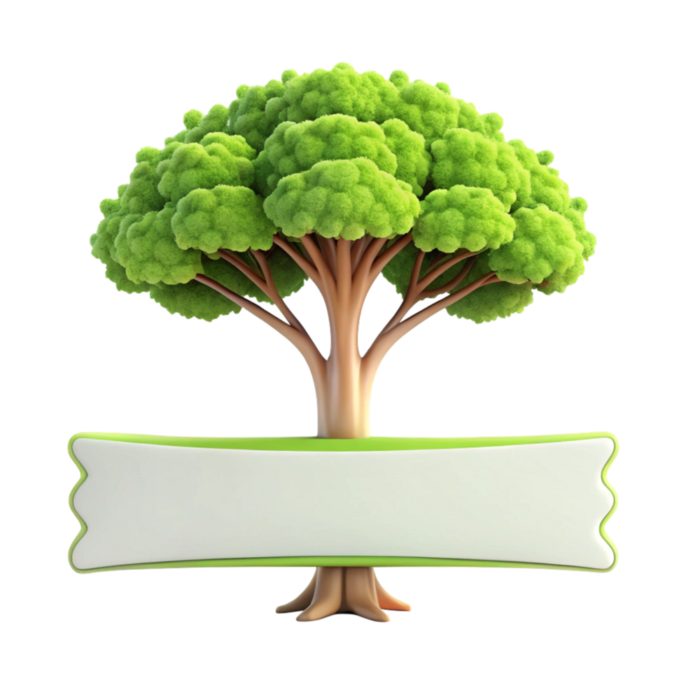tree shape title banner frame is isolated on transparent background png