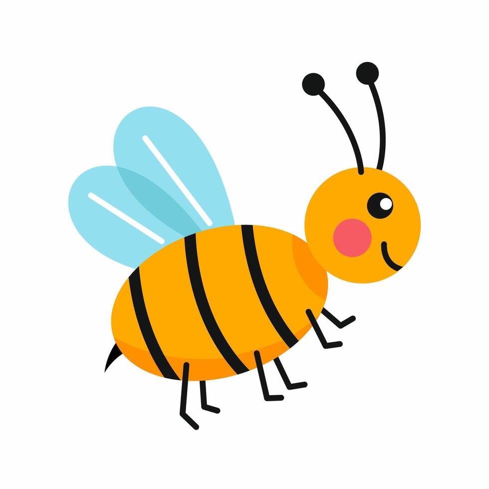 Cute cute bee on white background. Funny illustration on subject of beekeeping. vector