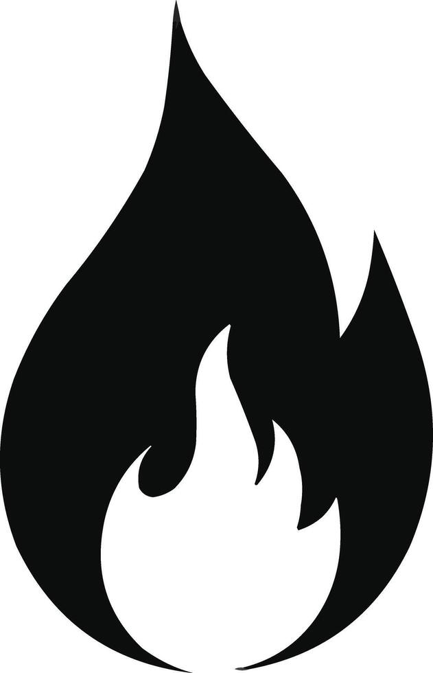 a black and white fire icon on a white background vector