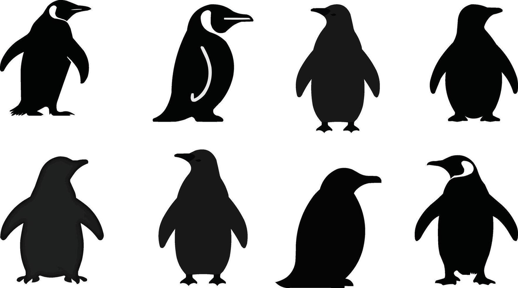 penguin silhouette set vector