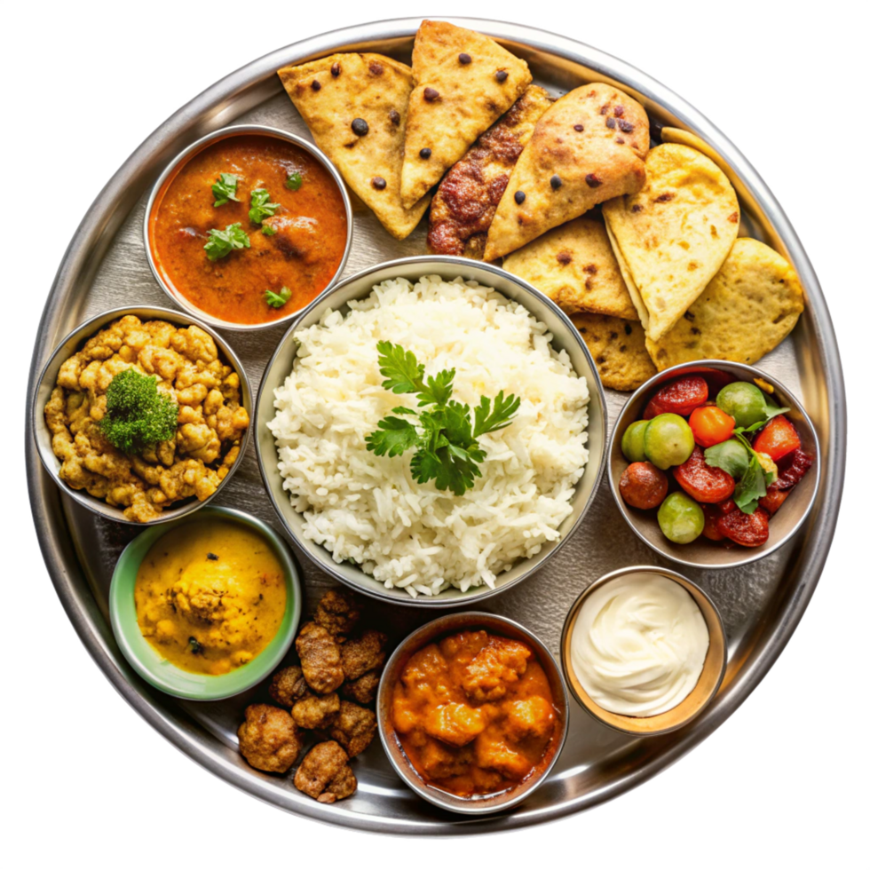 tasty BBQ platter with different dishes is isolated on transparent background png