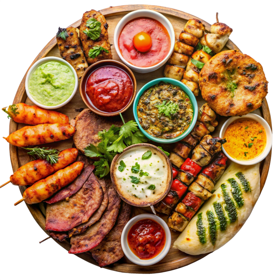 tasty BBQ platter is isolated on transparent background png