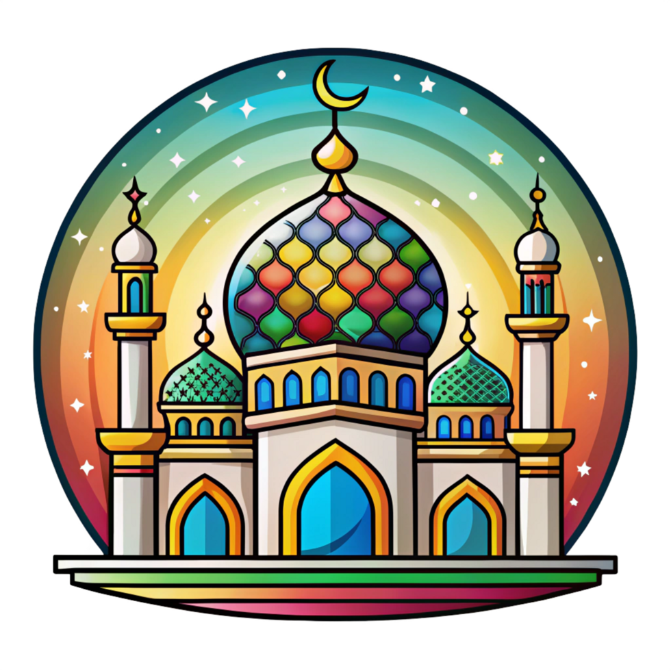 carton style beautiful mosque is isolated on transparent background png